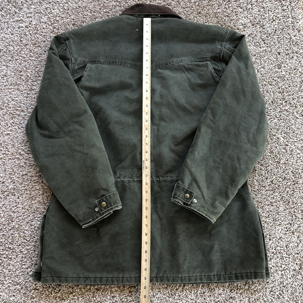 Carhartt Olive Green Canvas Barn Coat with Brown Corduroy Collar - Picture 5 of 12